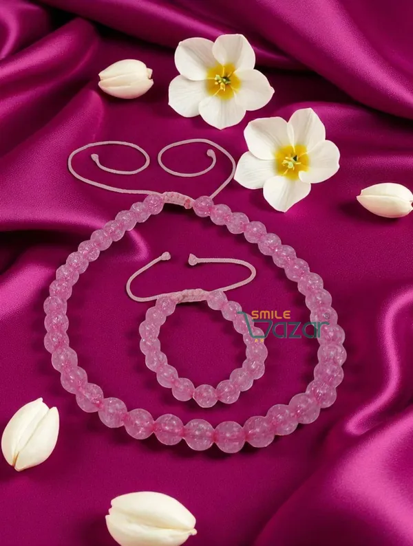 PINK_-_Handmade_Adjustable_Lovely_Kids_Girl's_Beaded_Necklace_&_Bracelet_Sets_Princess_for_Kids_Girl's_Necklace_and_Bracelet_Girl's_Gift__Jewellery__for_Princess__