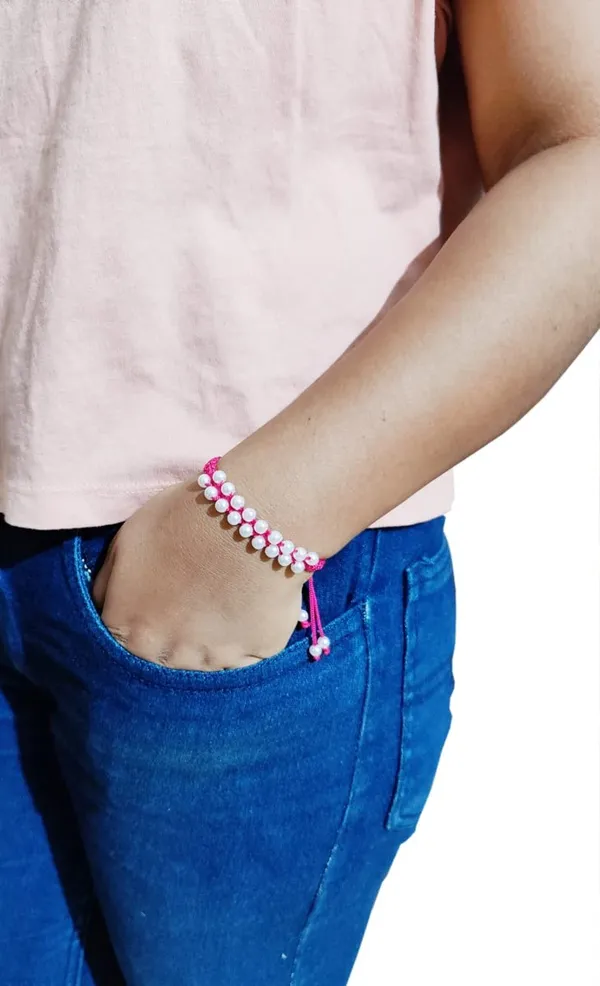 Magenta_Pink_Handmade_Adjustable_Bracelet_Friendship_Band_For_Women_Skin_Friendly