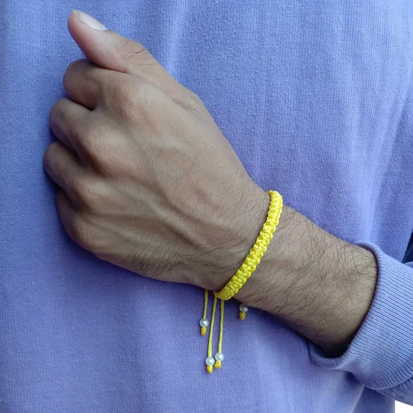 Yellow_Bracelet_Adjustable_Charming_Wristband_Handmade_Macrame_Friendship_Band_For_Women_And_Men