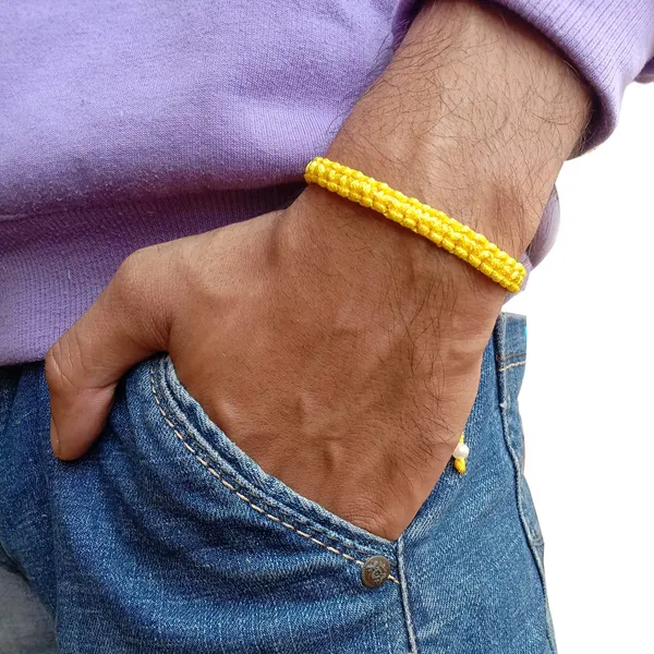 Yellow_Bracelet_Adjustable_Charming_Wristband_Handmade_Macrame_Friendship_Band_For_Women_And_Men