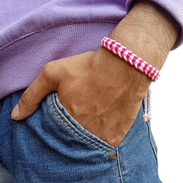 Magenta_And_Pink_Bracelet_Adjustable_Charming_Wristband_Handmade_Macrame_Friendship_Band_For_Women_And_Men