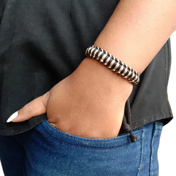 Tan_And_Black_Bracelet_Adjustable_Charming_Wristband_Handmade_Friendship_Band_For_Women_And_Men