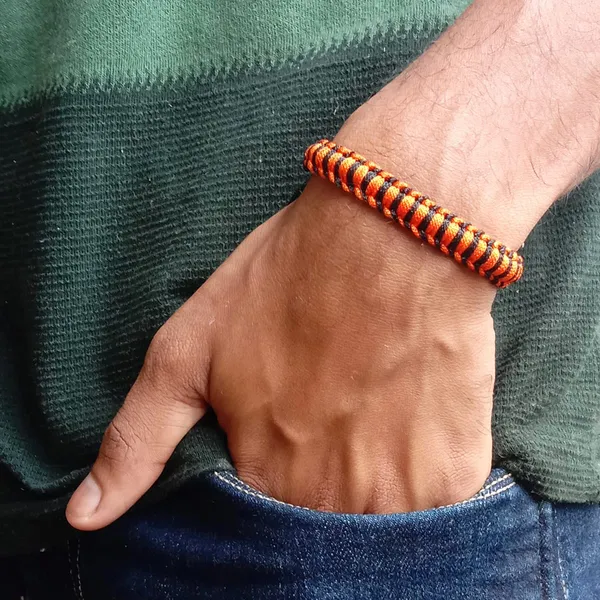 Orange__And_Black_Bracelet_Adjustable_Charming_Wristband_Handmade_Macrame_Friendship_Band_For_Women_And_Men
