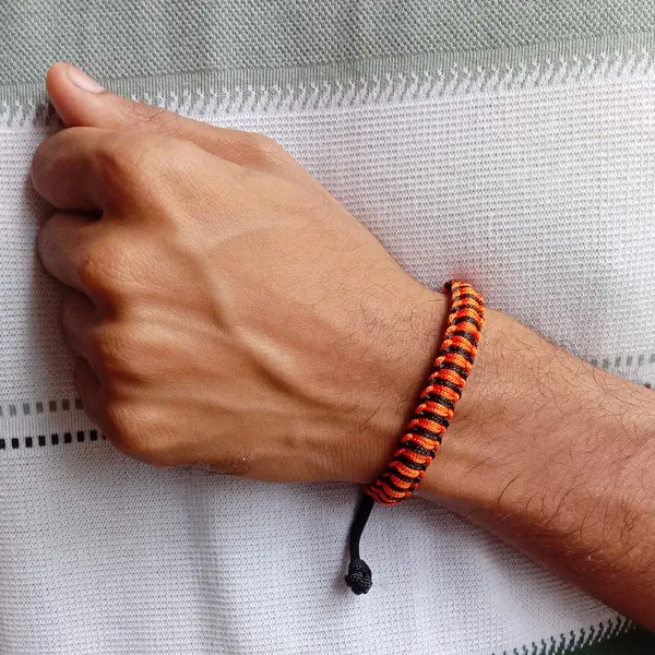 Orange__And_Black_Bracelet_Adjustable_Charming_Wristband_Handmade_Macrame_Friendship_Band_For_Women_And_Men