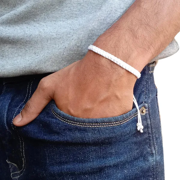 White_Bracelet_Adjustable_Charming_Wristband_Handmade_Macrame_Friendship_Band_For_Women_And_Men