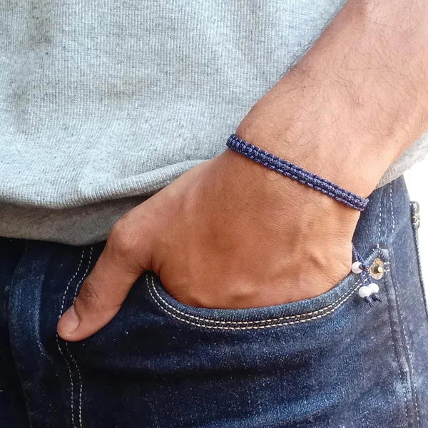 Navy_Blue_Bracelet_Adjustable_Charming_Wristband_Handmade_Macrame_Friendship_Band_For_Women_And_Men
