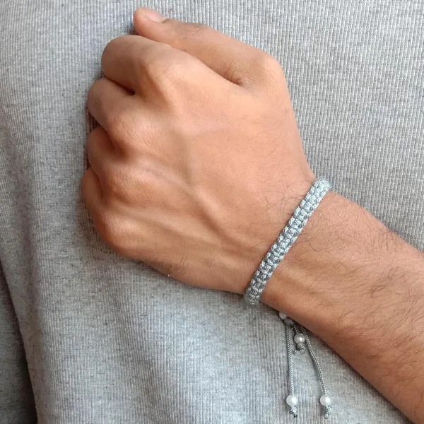 Grey_Adjustable_Charming_Wristband_Handmade_Macrame_Bracelet_Friendship_Band_For_Women_And_Men