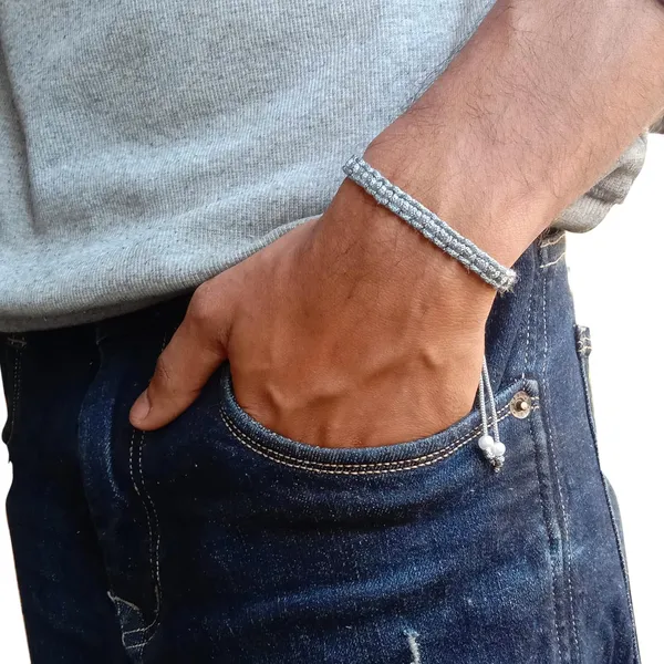 Grey_Adjustable_Charming_Wristband_Handmade_Macrame_Bracelet_Friendship_Band_For_Women_And_Men