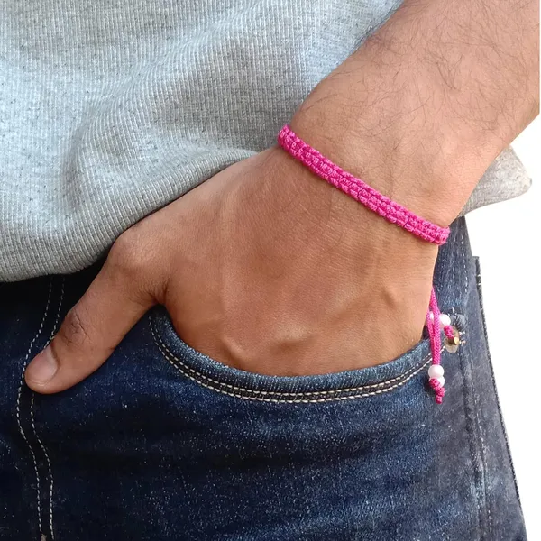 Magenta__Bracelet_Adjustable_Charming_Wristband_Handmade_Macrame_Friendship_Band_For_Women_And_Men