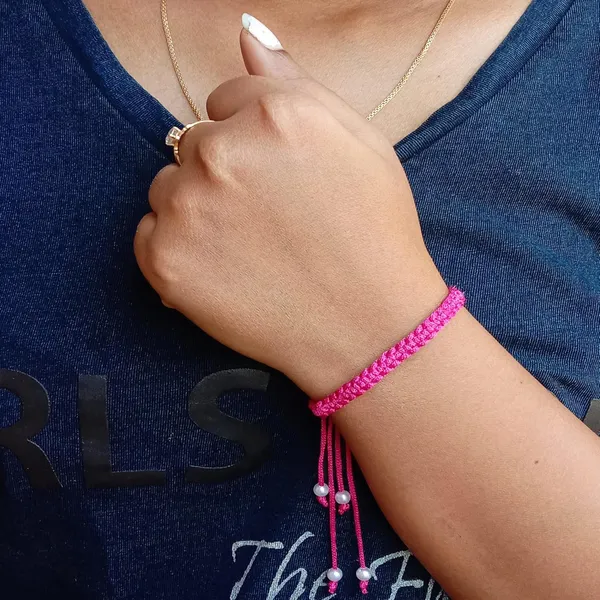 Magenta__Bracelet_Adjustable_Charming_Wristband_Handmade_Macrame_Friendship_Band_For_Women_And_Men