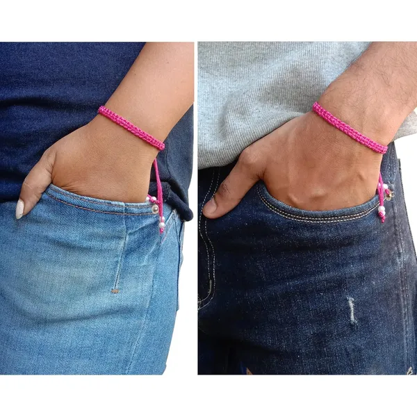Magenta__Bracelet_Adjustable_Charming_Wristband_Handmade_Macrame_Friendship_Band_For_Women_And_Men