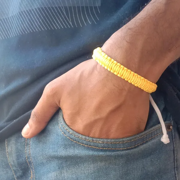 Neon_Yellow_Handmade_Adjustable_Bracelet_Wristband_Friendship_Band_For_Women_Skin_Friendly