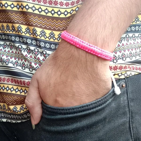Neon_Pink_Bracelet_Adjustable_Charming_Wristband_Handmade_Macrame_Friendship_Band_For_Women_And_Men
