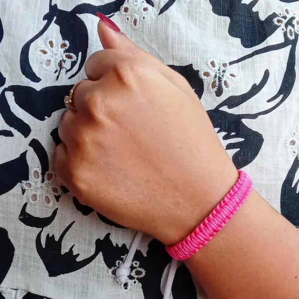 Neon_Pink_Bracelet_Adjustable_Charming_Wristband_Handmade_Macrame_Friendship_Band_For_Women_And_Men