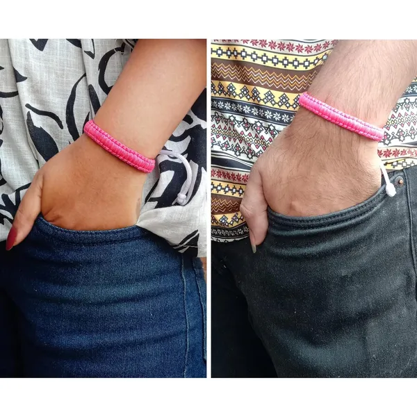 Neon_Pink_Bracelet_Adjustable_Charming_Wristband_Handmade_Macrame_Friendship_Band_For_Women_And_Men
