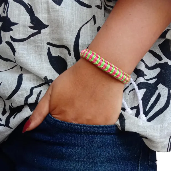 Neon_Green_And_Neopn_Pink_Bracelet_Adjustable_Charming_Wristband_Handmade_Macrame_Friendship_Band_For_Women_And_Men
