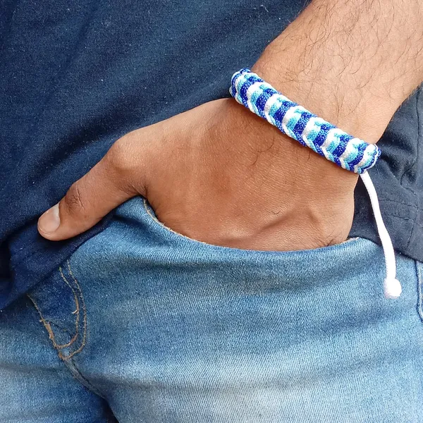 Blue_&_Light_Blue_&_White_Handmade_Adjustable_Bracelet_Friendship_Band_For_Men_And_Women_Skin_Friendly