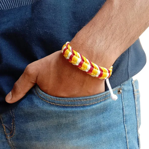 Maroon_&_Yellow_&_White_Handmade_Adjustable_Bracelet_Friendship_Band_For_Men_And_Women_Skin_Friendly