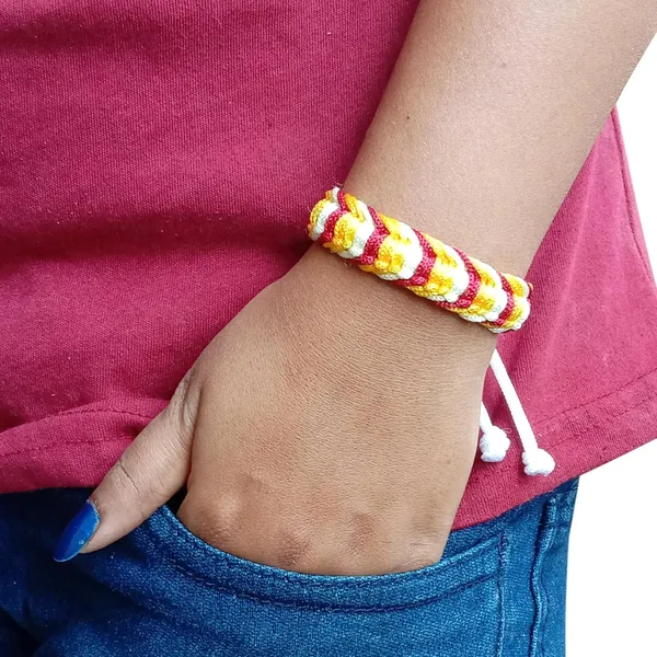 Maroon_&_Yellow_&_White_Handmade_Adjustable_Bracelet_Friendship_Band_For_Men_And_Women_Skin_Friendly