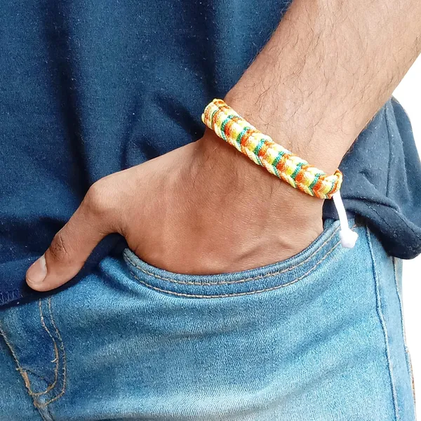 Orange_And_Green_Handmade_Adjustable_Bracelet_Friendship_Band_For_Men_And_Women