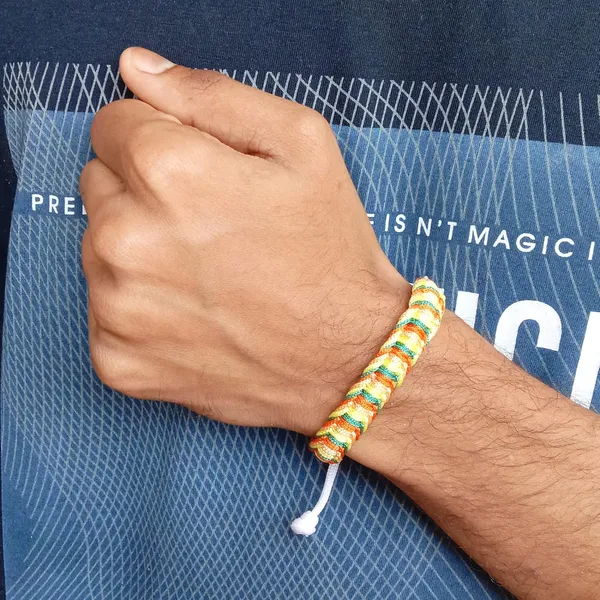 Orange_And_Green_Handmade_Adjustable_Bracelet_Friendship_Band_For_Men_And_Women