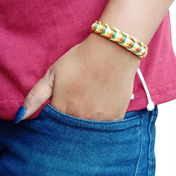 Orange_And_Green_Handmade_Adjustable_Bracelet_Friendship_Band_For_Men_And_Women