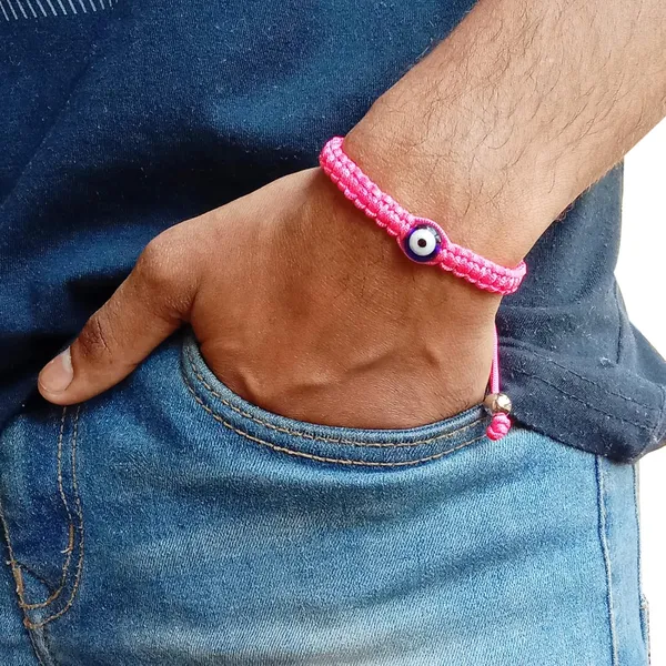 Neon_Pink_Evil_Eye_Macrame_Bracelet_For_Unisex_Adult_Reiki_Healing_Adjustable_Bracelet_Gift_For_Special_Ones_-_Fluorescent