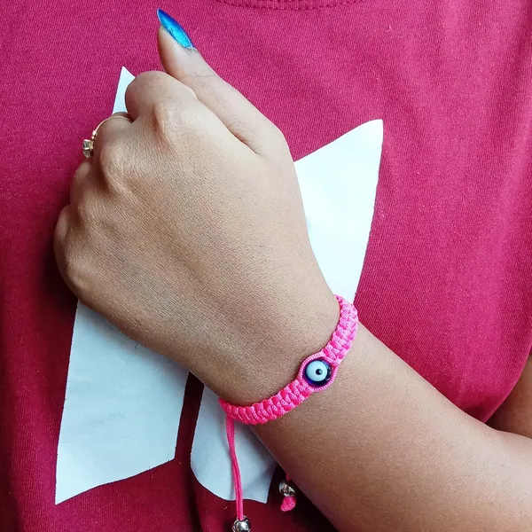 Neon_Pink_Evil_Eye_Macrame_Bracelet_For_Unisex_Adult_Reiki_Healing_Adjustable_Bracelet_Gift_For_Special_Ones_-_Fluorescent