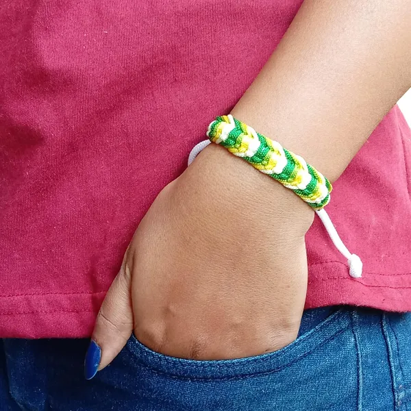 Green_And_Yellow__Handmade_Adjustable_Bracelet_Friendship_Band_For_Men_And_Women_Skin_Friendly