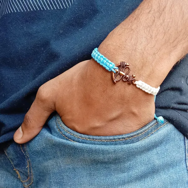 Blue_And_White_Handmade_Adjustable_Bracelet_With_Anchor_Charm_Bracelet_Friendship_Band_For_Women_Skin_Friendly