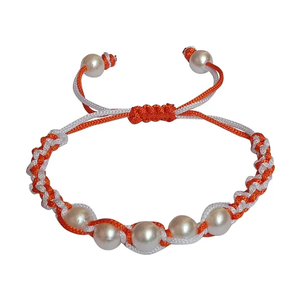 Orange_And_White_Handmade_Adjustable_Bracelet_Wristband_Friendship_Band_For_Women_Skin_Friendly