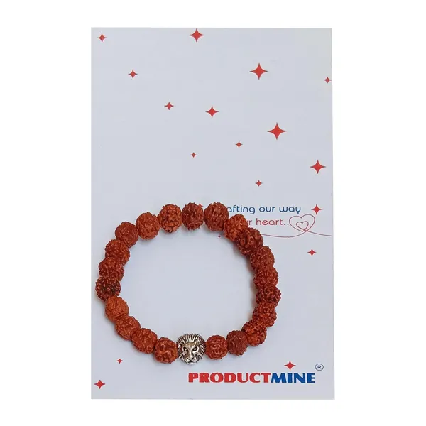 Brown_Rudraksha_Bracelet_With_Lion_Head_Charm_Stretchable_Energized_Wristband_Gift_For_Special_Ones.