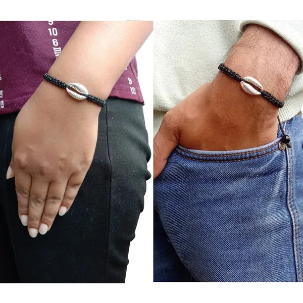 Black_Cowrie_Shell_Charm_Bracelet_Adjustable_Handmade_For_Girls,_Men,_Boys_And_Women