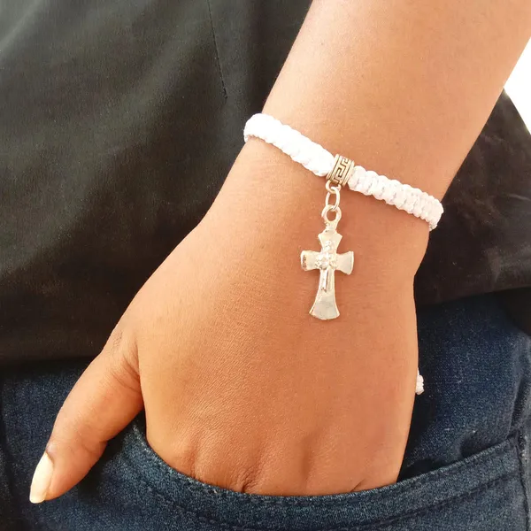 White_Holy_Cross_Adjustable_Handmade_Macrame_Bracelet_For_Men_And_Women