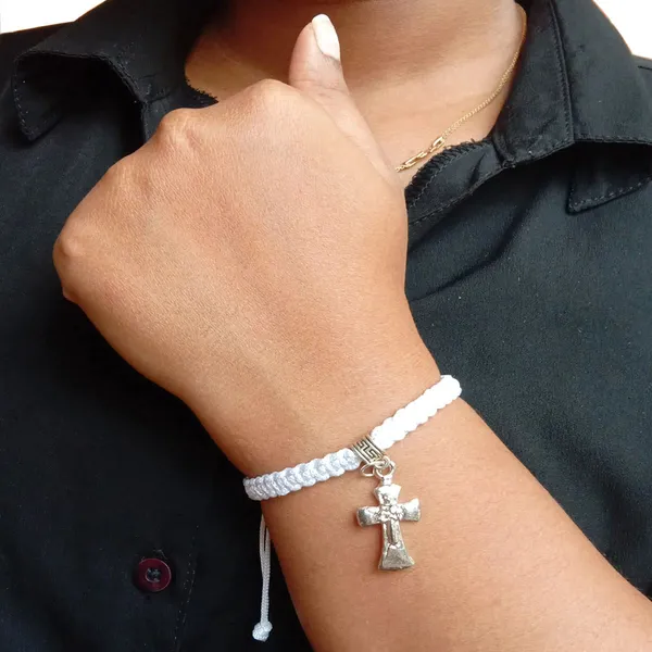 White_Holy_Cross_Adjustable_Handmade_Macrame_Bracelet_For_Men_And_Women