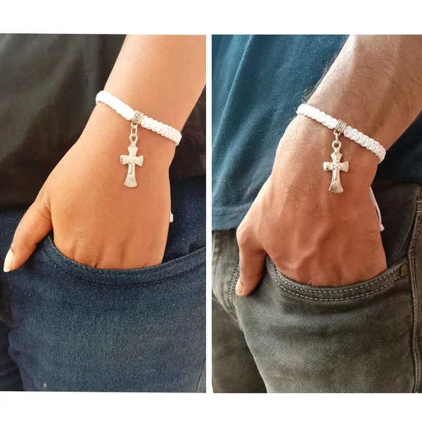 White_Holy_Cross_Adjustable_Handmade_Macrame_Bracelet_For_Men_And_Women
