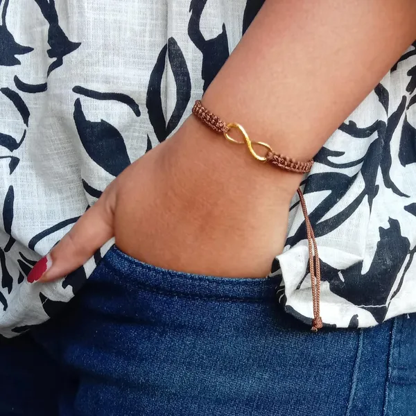 Brown_Infinity_Charm_Thread_Bracelet_Adjustable_Wristband_For_Girls,_Men,_Boys_And_Women