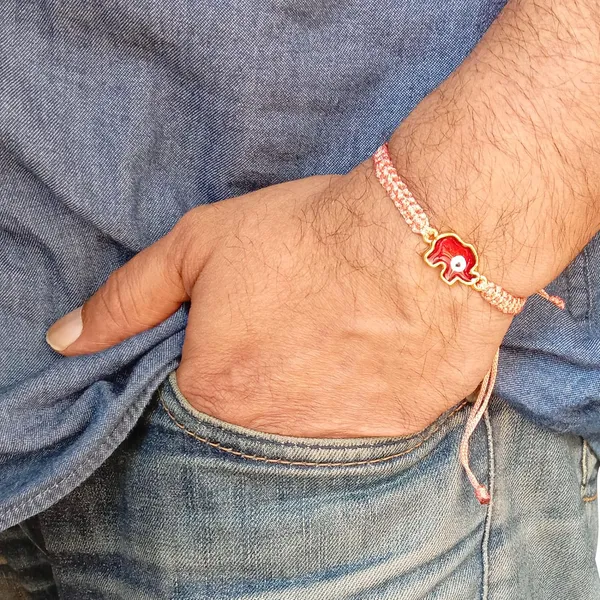 Peach_Elephant_Evil_Eye_Bracelet_Adjustable_Wristband_Handmade_Friendship_Brand_For_Girls,_Men,_Boys_And_Women_Gift