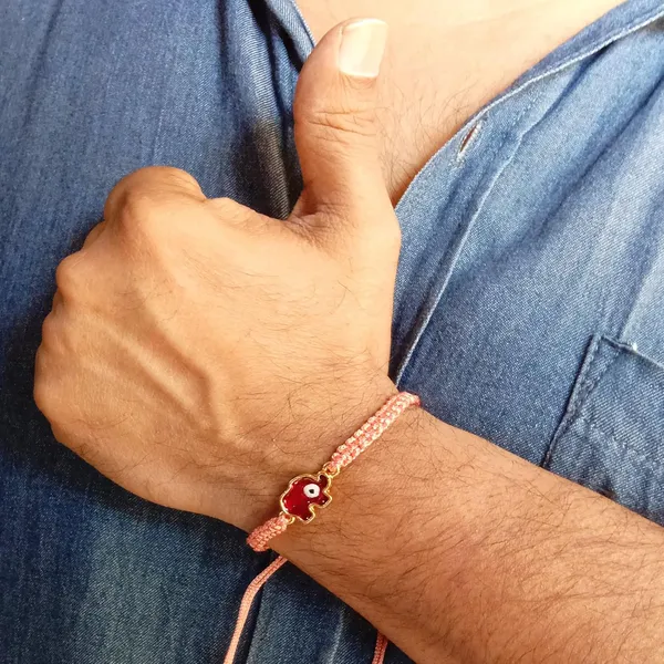 Peach_Elephant_Evil_Eye_Bracelet_Adjustable_Wristband_Handmade_Friendship_Brand_For_Girls,_Men,_Boys_And_Women_Gift