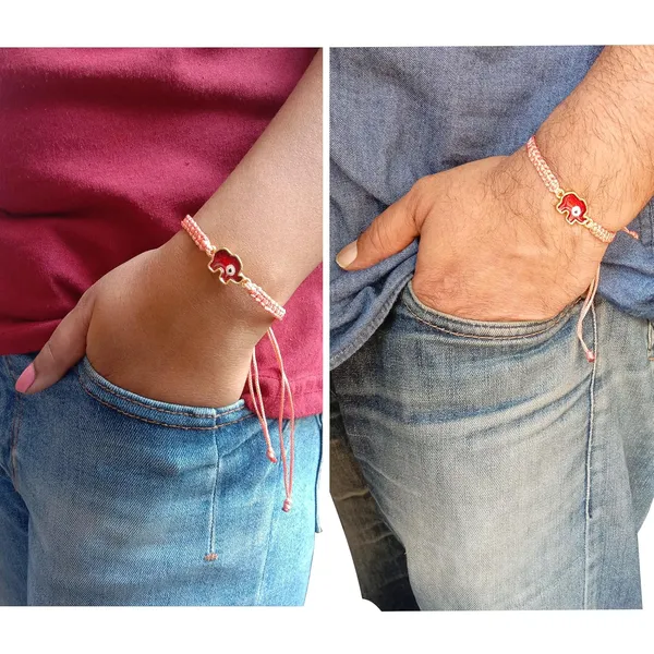 Peach_Elephant_Evil_Eye_Bracelet_Adjustable_Wristband_Handmade_Friendship_Brand_For_Girls,_Men,_Boys_And_Women_Gift