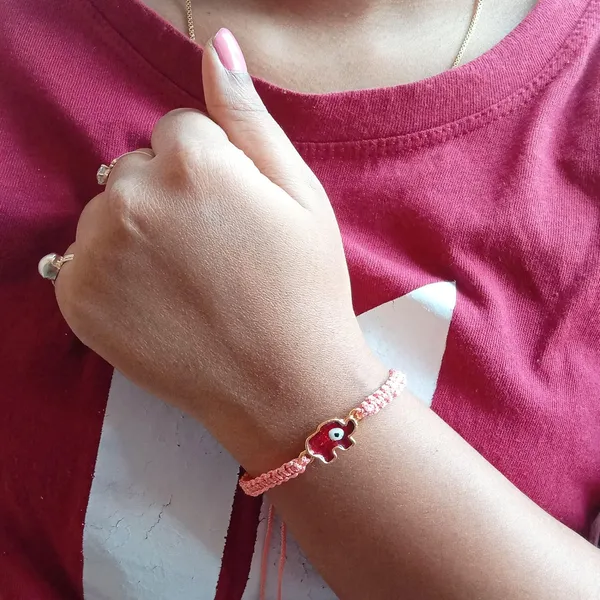 Peach_Elephant_Evil_Eye_Bracelet_Adjustable_Wristband_Handmade_Friendship_Brand_For_Girls,_Men,_Boys_And_Women_Gift
