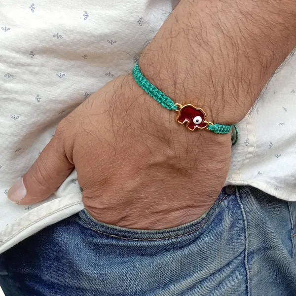 Turquoise_Green_Elephant_Evil_Eye_Bracelet_Adjustable_Wristband_Handmade_Friendship_Brand_For_Girls,_Men,_Boys_And_Women_Gift