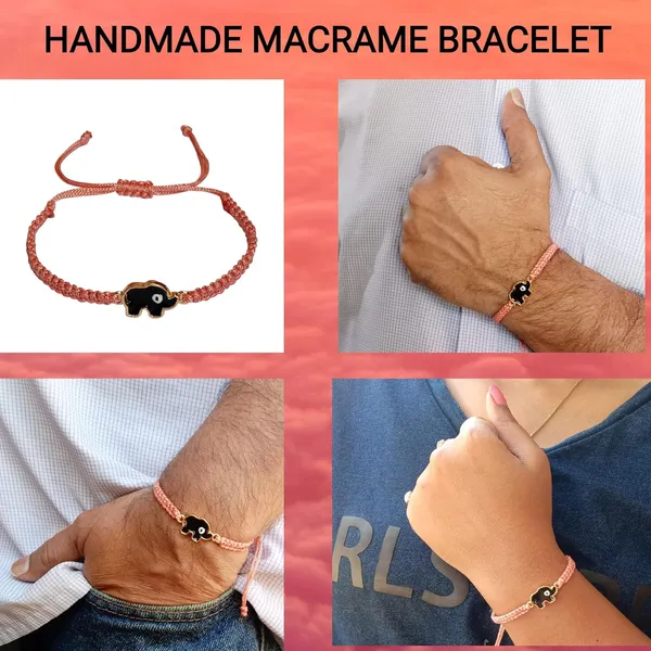 Peach_Elephant_Evil_Eye_Bracelet_Adjustable_Wristband_Handmade_Friendship_Brand_For_Girls,_Men,_Boys_And_Women_Gift