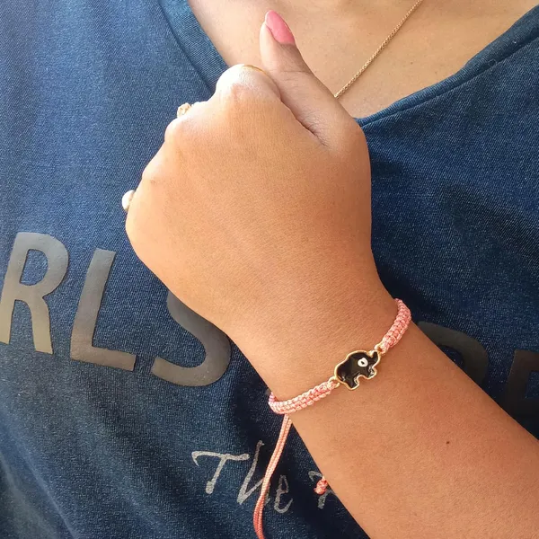 Peach_Elephant_Evil_Eye_Bracelet_Adjustable_Wristband_Handmade_Friendship_Brand_For_Girls,_Men,_Boys_And_Women_Gift