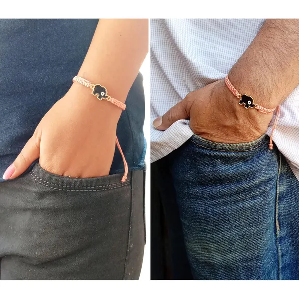 Peach_Elephant_Evil_Eye_Bracelet_Adjustable_Wristband_Handmade_Friendship_Brand_For_Girls,_Men,_Boys_And_Women_Gift