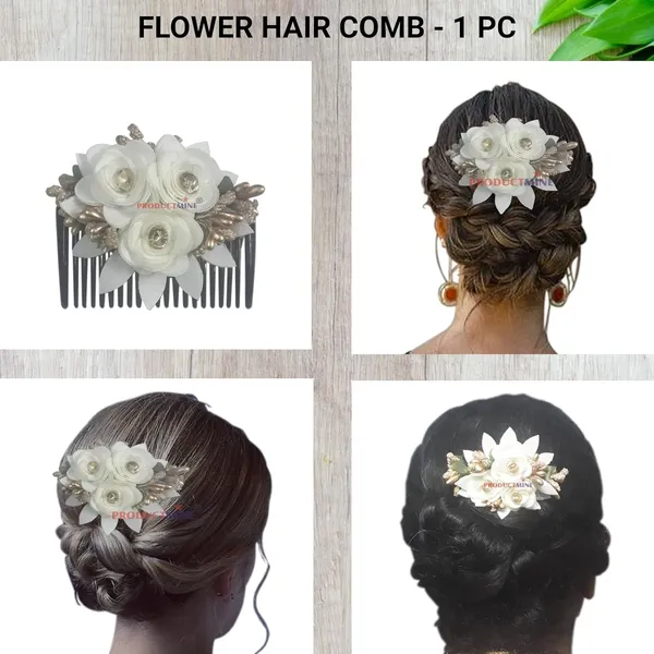White_Floral_Hair_Comb_Pin_Floral_For_Women_And_Girls_Hair