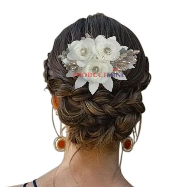 White_Floral_Hair_Comb_Pin_Floral_For_Women_And_Girls_Hair