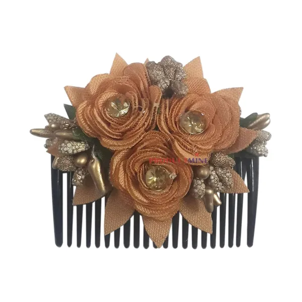Brown_Floral_Hair_Comb_Pin_Floral_For_Women_And_Girls_Hair