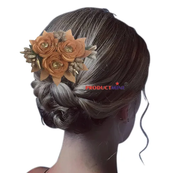 Brown_Floral_Hair_Comb_Pin_Floral_For_Women_And_Girls_Hair