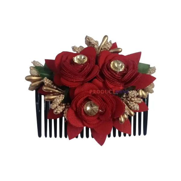 Red_Hair_Comb_Pin_Floral_For_Women_And_Girls_Hair